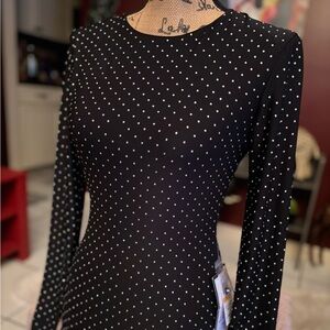 Black Long Sleeve Dress with Silver Studs